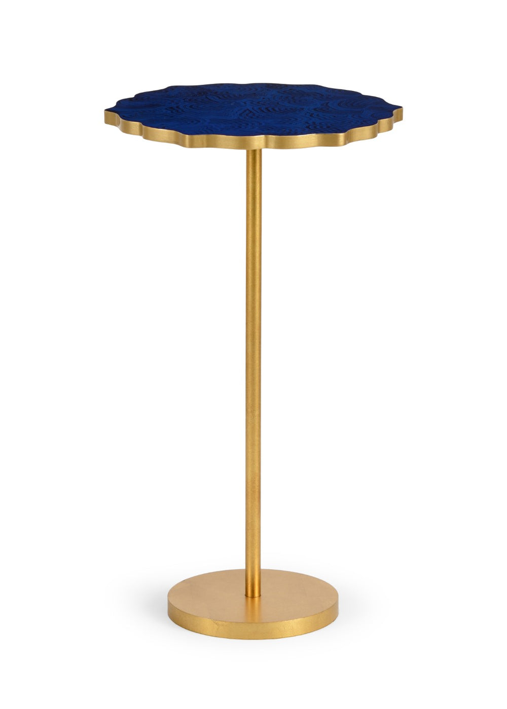 Chelsea House Lapis Hand-Painted Blue Lapis Accent Side Table With Gold Leaf Iron Base — Compact Luxe 25" H 382552