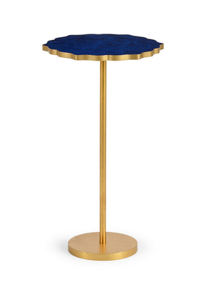 Chelsea House Lapis Hand-Painted Blue Lapis Accent Side Table With Gold Leaf Iron Base — Compact Luxe 25" H 382552