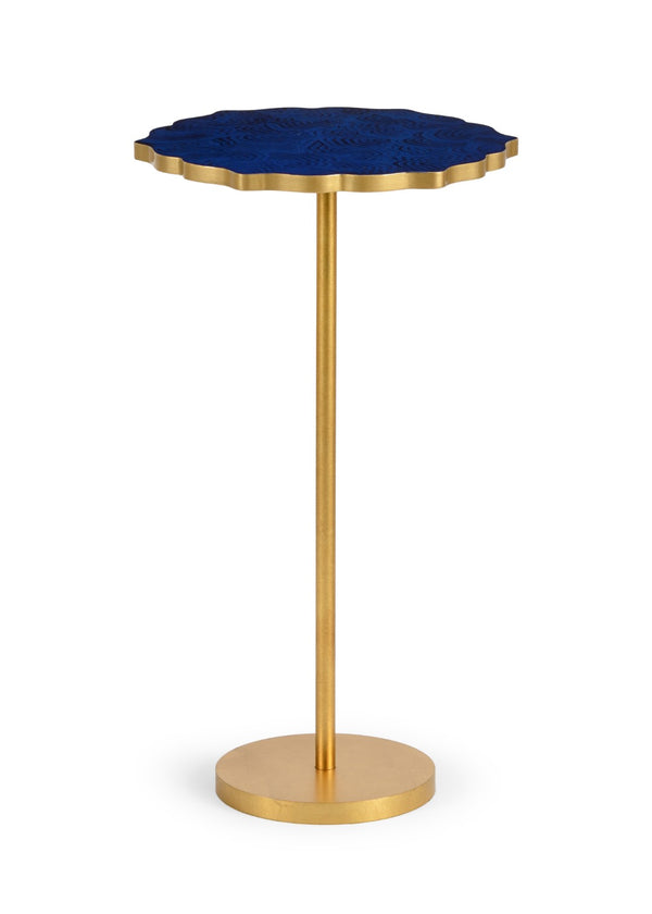 Chelsea House Lapis Hand-Painted Blue Lapis Accent Side Table With Gold Leaf Iron Base — Compact Luxe 25" H 382552