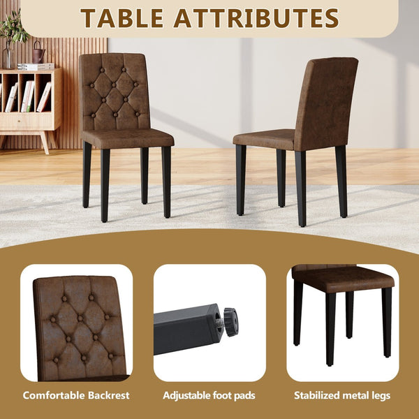 English Elm 4-pack Button-tufted Faux Suede Dining Chairs with Black Metal Legs for Modern W1151P295723