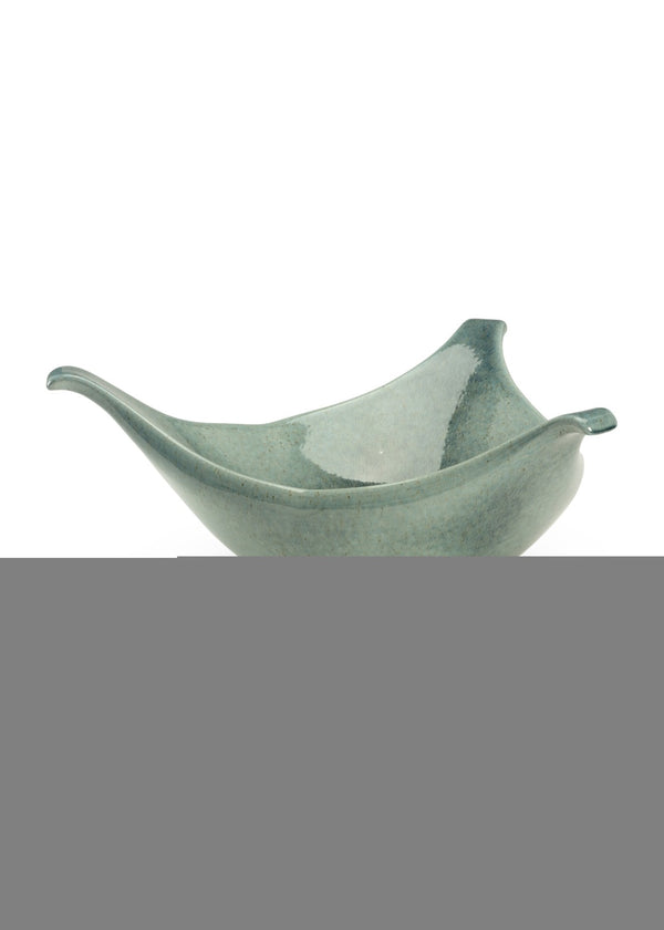 Chelsea House Tri Handle Bowl — Handcrafted Green Glazed Ceramic Centerpiece With Sculptural Three-Handle Design, One-Of-A-Kind Finish 382564