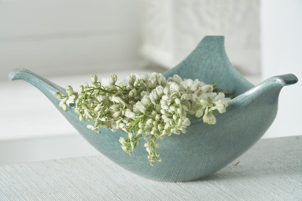 Chelsea House Tri Handle Bowl — Handcrafted Green Glazed Ceramic Centerpiece With Sculptural Three-Handle Design, One-Of-A-Kind Finish 382564