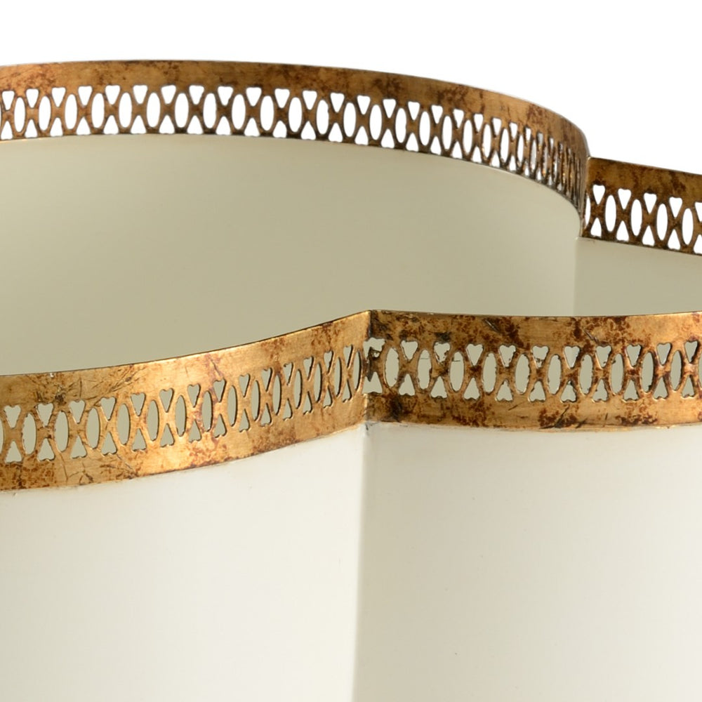 Chelsea House Tracery Cachepot Cream With Antique Gold Filigree — Quatrefoil Planter On Claw Feet For Orchids And DéCor 382597