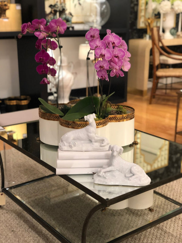 Chelsea House Tracery Cachepot Cream With Antique Gold Filigree — Quatrefoil Planter On Claw Feet For Orchids And DéCor 382597