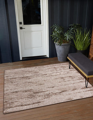Unique Loom Outdoor Modern Cartago Machine Made Abstract Rug Brown, Ivory 10' 0" x 10' 0"