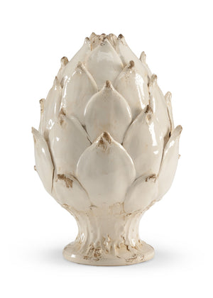 Chelsea House Artichoke Handcrafted Ceramic Accent, 14" Tall Antique White Glaze — Italian Rustic Chic Decor 382609