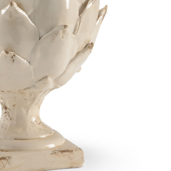 Chelsea House Artichoke Hand-Made Ceramic Sculpture 21" Tall Antique White Glaze — Italian Rustic Centerpiece 382610