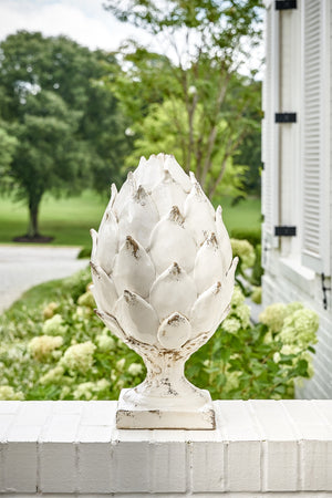 Chelsea House Artichoke Hand-Made Ceramic Sculpture 21" Tall Antique White Glaze — Italian Rustic Centerpiece 382610