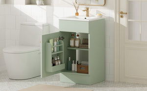English Elm [video] Compact Sage Green Bathroom Vanity with Ceramic Sink Soft Close Cabinet N759P237932G