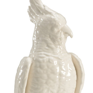 Chelsea House Cockatoos Elegant Hand-Glazed White Ceramic Pair, Sculptural Decor For Mantels, Shelves, Coastal Homes 22.5h x 7.5w x 7.5d 382631