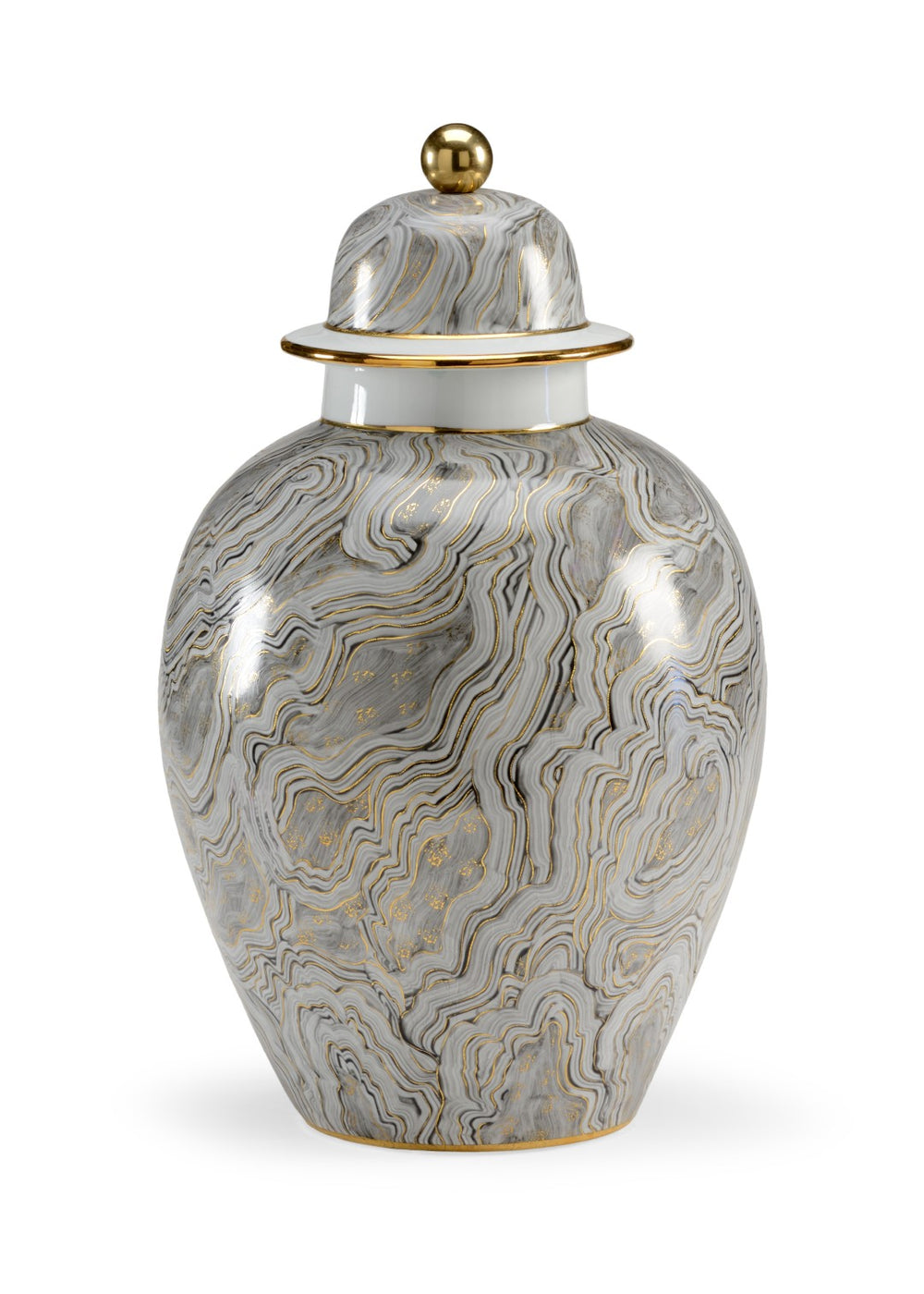 Chelsea House Marbled Gray Urn — 19" Porcelain Covered Vase With Hand-Painted Gray Marble & Gold Accents, Elegant Decor 382651