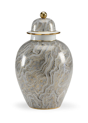 Chelsea House Marbled Gray Urn — 19" Porcelain Covered Vase With Hand-Painted Gray Marble & Gold Accents, Elegant Decor 382651