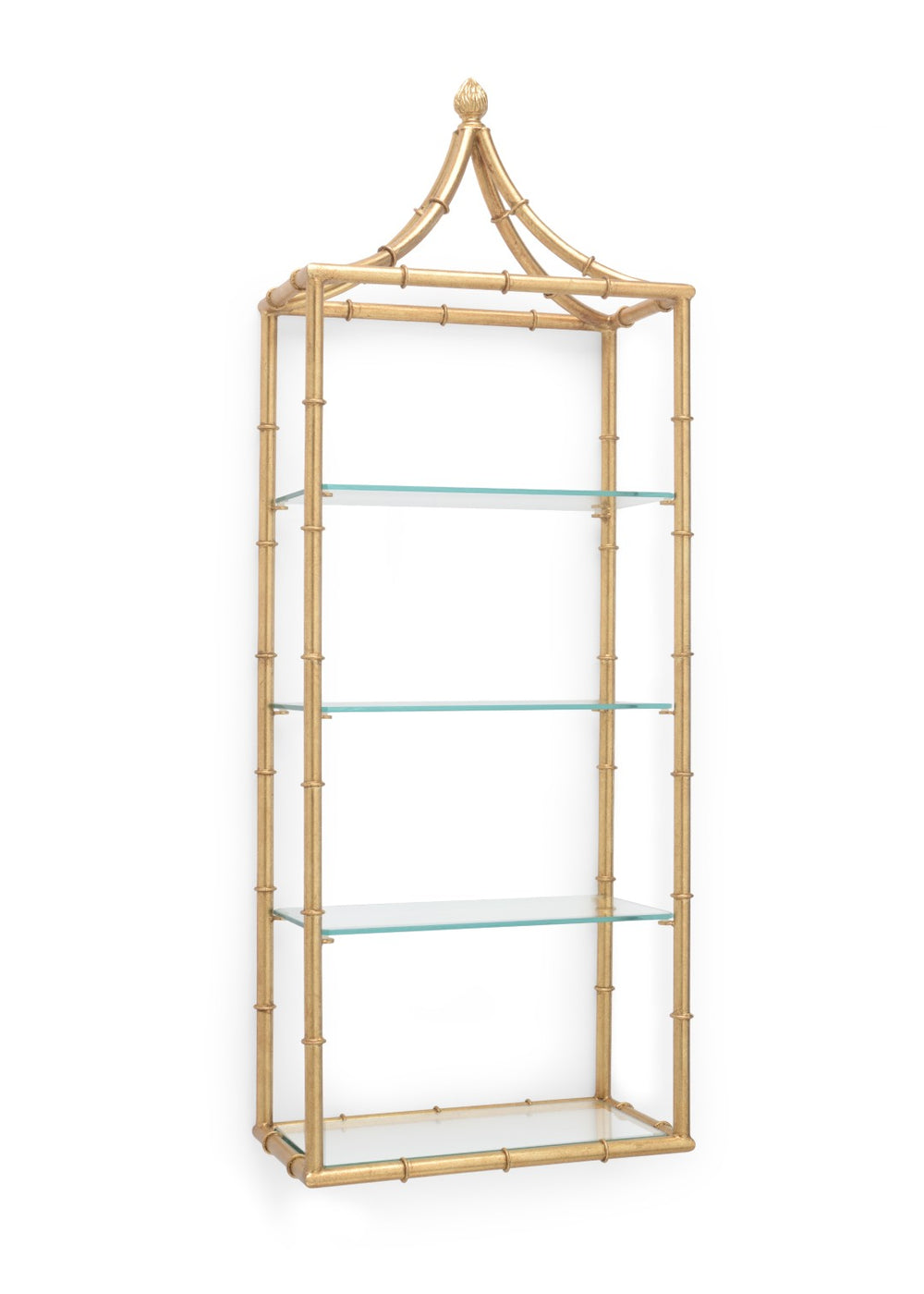 Chelsea House Pagoda Gold Leaf Wall Shelf With Bamboo Iron Frame — 4-Tier Asian-Inspired Display, Ready To Hang 382668