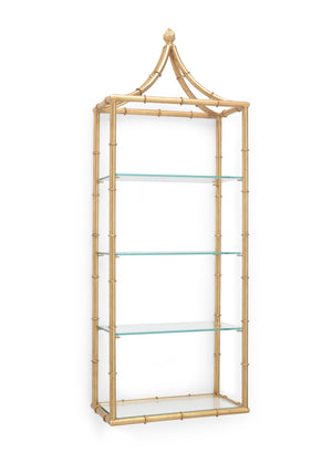Chelsea House Pagoda Gold Leaf Wall Shelf With Bamboo Iron Frame — 4-Tier Asian-Inspired Display, Ready To Hang 382668