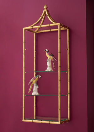 Chelsea House Pagoda Gold Leaf Wall Shelf With Bamboo Iron Frame — 4-Tier Asian-Inspired Display, Ready To Hang 382668