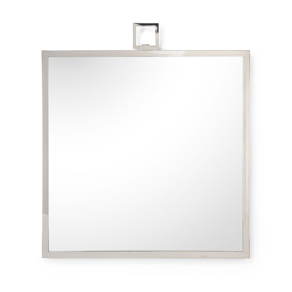 Chelsea House Square Mirror Polished Nickel Frame 36.5"X32" — Modern Iron Frame, Tarnish-Resistant, Gallery-Ready DéCor 382678