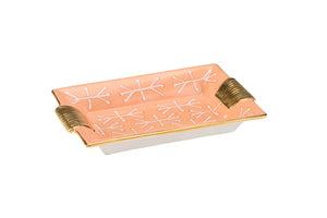 Chelsea House Pamela Porcelain Tray With Hand-Painted Cream Motif, Peach Glaze & Textured Gold Trim For DéCor 382690
