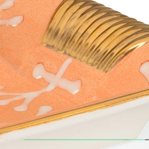 Chelsea House Pamela Porcelain Tray With Hand-Painted Cream Motif, Peach Glaze & Textured Gold Trim For DéCor 382690
