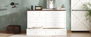 English Elm Murphy Cabinet Queen Bed Solid Pine Frame with Built-in Charging Station for Guest Rooms White+Walnut W504S00193