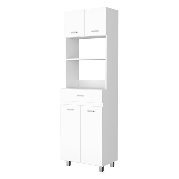 English Elm Auburn Microwave Pantry Cabinet with Open Shelf Drawer and Dual Enclosed Storage B128S00206