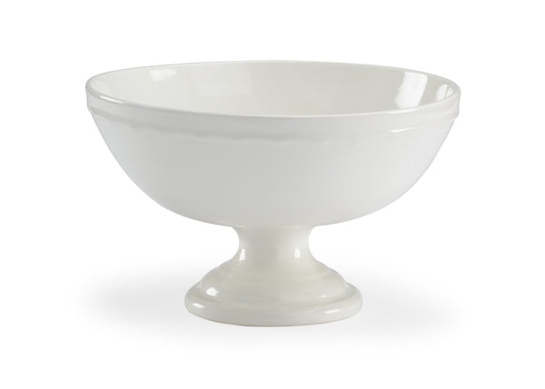 Chelsea House Pedestal Porcelain Centerpiece Bowl By Bradshaw Orrell — Off-White Glazed 14" Width, Elegant Decor 382714