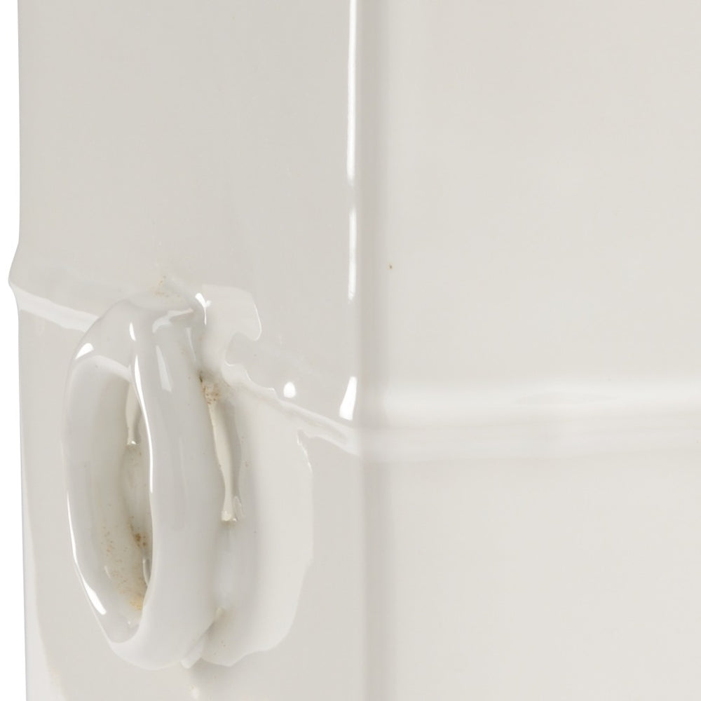 Chelsea House Greek Key Vase By Bradshaw Orrell — Off-White Glazed Porcelain Square Vase With Classic Motif & Feet, Versatile Centerpiece (13.5"H) 382715