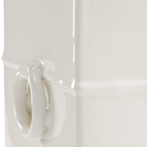 Chelsea House Greek Key Vase By Bradshaw Orrell — Off-White Glazed Porcelain Square Vase With Classic Motif & Feet, Versatile Centerpiece (13.5"H) 382715