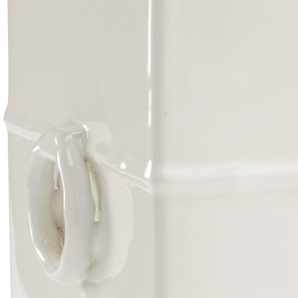 Chelsea House Greek Key Vase By Bradshaw Orrell — Off-White Glazed Porcelain Square Vase With Classic Motif & Feet, Versatile Centerpiece (13.5"H) 382715
