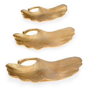 Chelsea House Lotus Antique Gold Leaf Trays Set Of 3 — Sculptural Nesting Lotus Leaves For Jewelry, Keys, Decor 382725