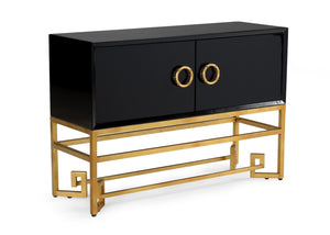 Chelsea House Decker Cabinet — Black Sculptural Storage With Gold-Leaf Accents, 42" W Contemporary Focal Point 382745