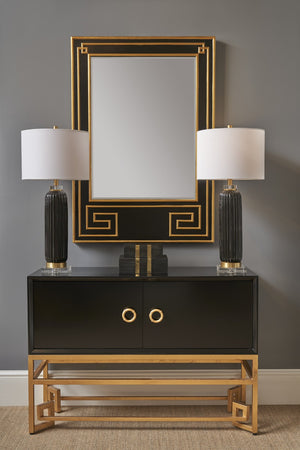 Chelsea House Decker Cabinet — Black Sculptural Storage With Gold-Leaf Accents, 42" W Contemporary Focal Point 382745