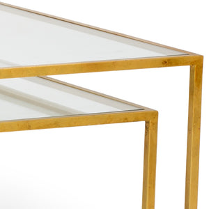 Chelsea House Nested Cocktail Tables — Gold Leaf Accent Set Of 2 With Clear Tops, Stackable, Elegant Entertaining 382769