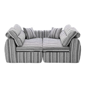 English Elm Chenille Stripe Velvet Sofa Three Seat Minimalist Upholstered Couch for Living Room Black White W5532S00011