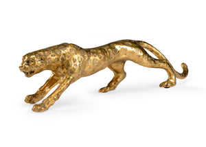 Chelsea House Leopard Antique Gold Sculpture — 30" Long Cast Composite Figurine, Realistic Muscular Detail For Decor 382800