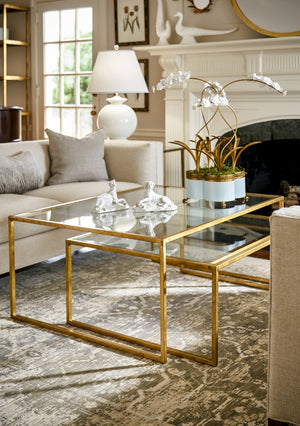 Chelsea House Tracery Cachepot Lagoon Small — Quatrefoil Porcelain Planter With Antique Gold Filigree & Claw Feet 382898