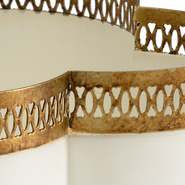 Chelsea House Tracery Cachepot Cream With Antique Gold Filigree & Claw Feet — Elegant Quatrefoil Planter For Orchids 382899