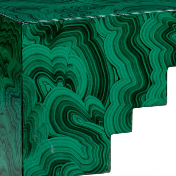 Chelsea House Malachite Hand-Painted Cut Corner Table — Faux Stone Green Veining, Solid Wood Accent For Living Room 382944