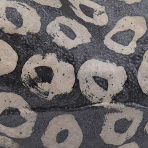 Japonesque Bowl - Handmade Black Porcelain Art Piece with Unique Swirling Brushstrokes Design