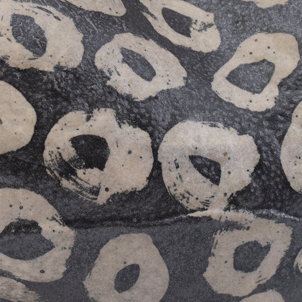 Japonesque Bowl - Handmade Black Porcelain Art Piece with Unique Swirling Brushstrokes Design