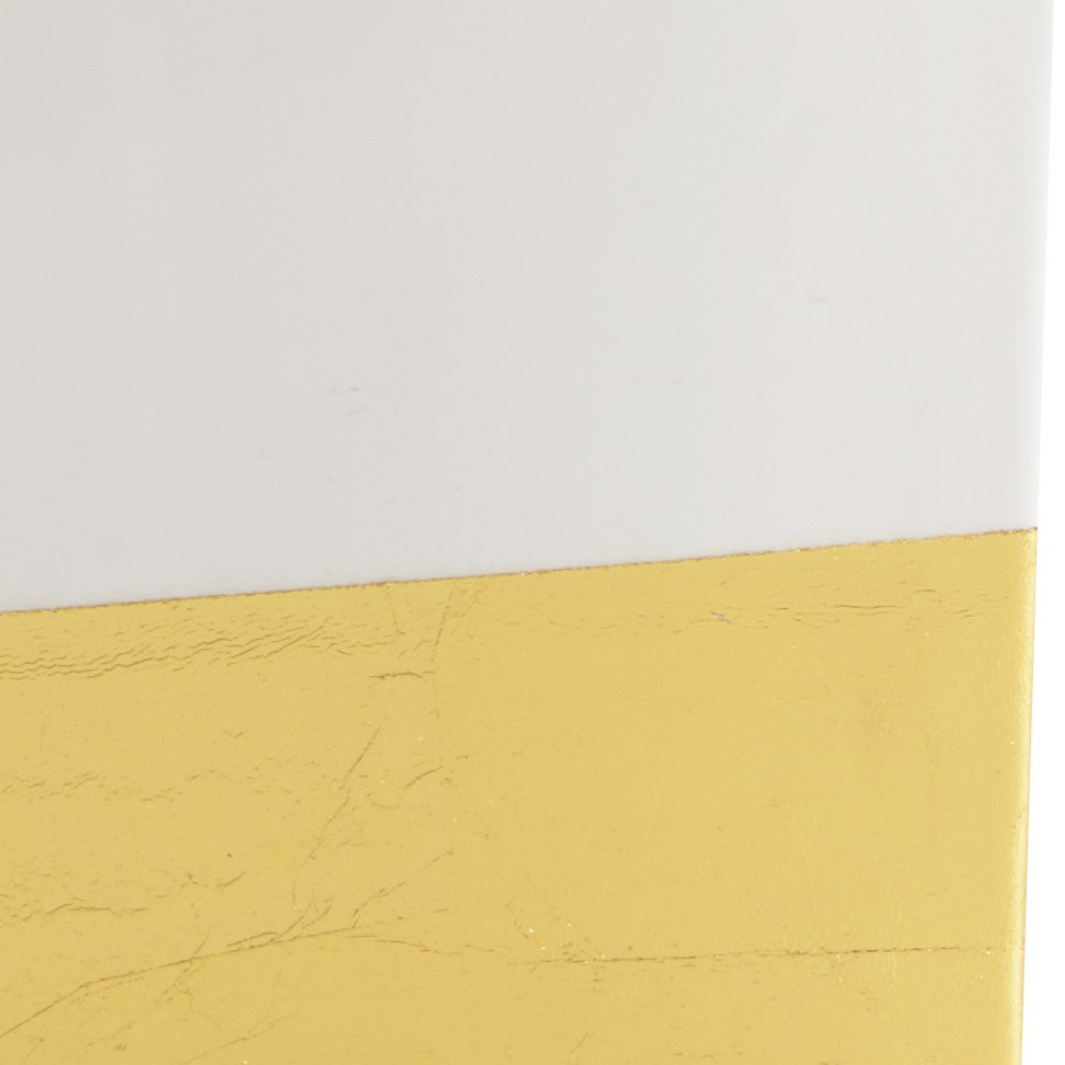 Chelsea House Rachel Vase — White Glazed Ceramic Canister With Hand-Applied Gold Leaf Trim, 16" Modern Accent 382958