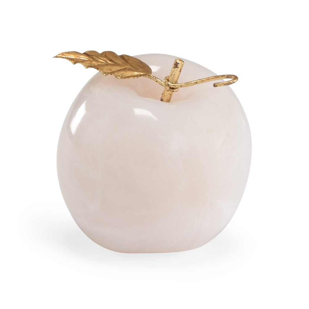 Chelsea House Apple White Marble Finish Sculpture With Antique Gold Stem & Leaves — 4" Decorative Accent For Modern Homes 382959