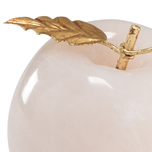 Chelsea House Apple White Marble Finish Sculpture With Antique Gold Stem & Leaves — 4" Decorative Accent For Modern Homes 382959