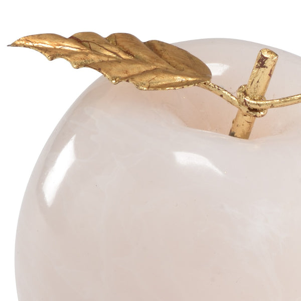 Chelsea House Apple White Marble Finish Sculpture With Antique Gold Stem & Leaves — 4" Decorative Accent For Modern Homes 382959