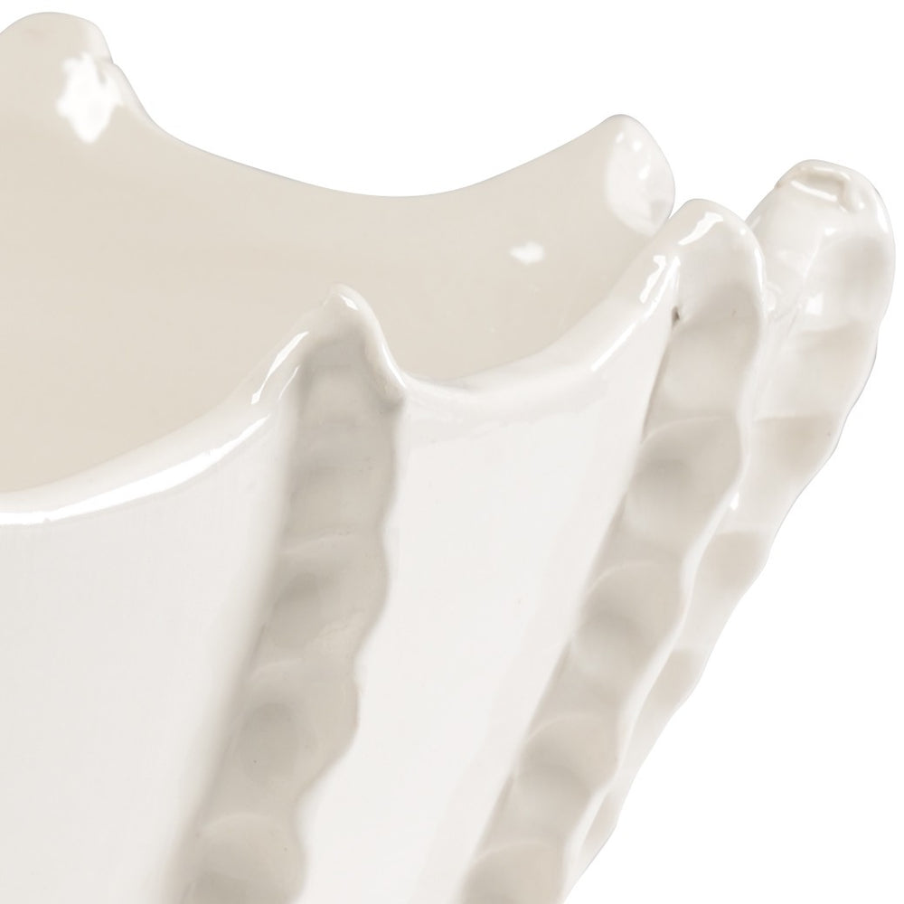 Chelsea House Bond Street Italian White Glazed Planter — Handcrafted Ceramic Bowl For Plants, Fruit & Decor (20.25"W) 382975