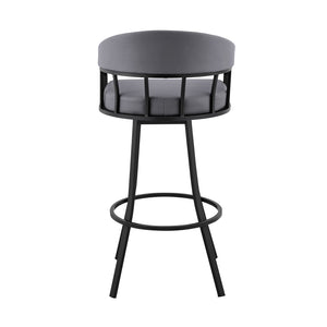 English Elm Velisse 26" Swivel Bar Stool With Slate Gray Faux Leather & Durable Black Metal Frame For Modern Style B2736P268594-GIGA