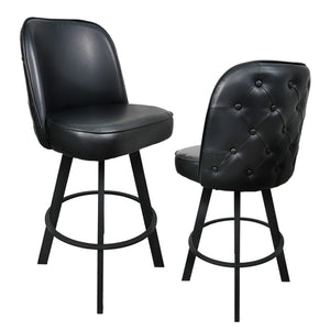 English Elm Set of 2 Tufted Swivel Barstools Heavy Metal Frame Upholstered Counter Height Seating W5232P423678