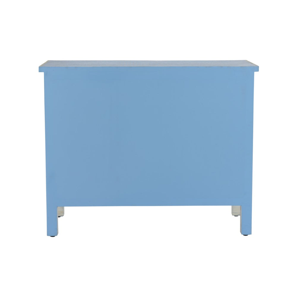 Chelsea House Milford Bone Inlay Chest With Blue-White Fish Scale Pattern, 4 Drawers, Coastal Artisan Statement 382998