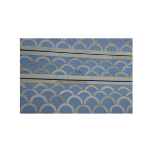 Chelsea House Milford Bone Inlay Chest With Blue-White Fish Scale Pattern, 4 Drawers, Coastal Artisan Statement 382998