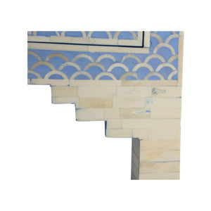 Chelsea House Milford Bone Inlay Chest With Blue-White Fish Scale Pattern, 4 Drawers, Coastal Artisan Statement 382998
