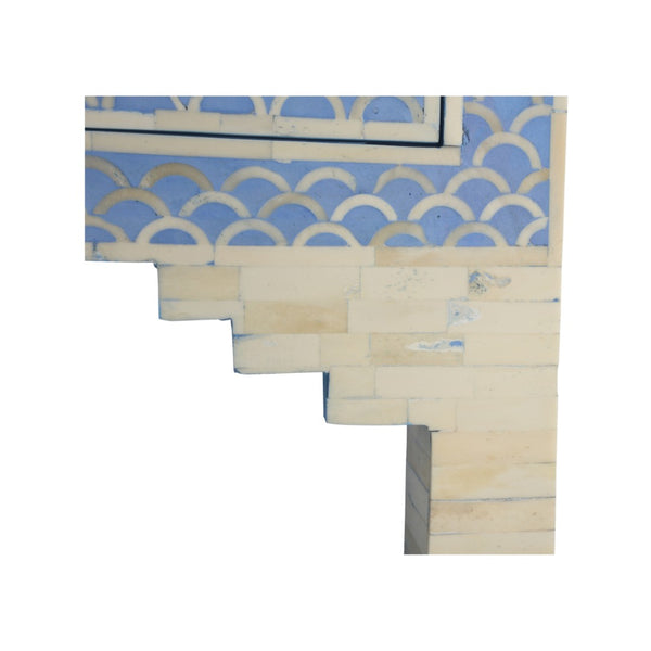 Chelsea House Milford Bone Inlay Chest With Blue-White Fish Scale Pattern, 4 Drawers, Coastal Artisan Statement 382998